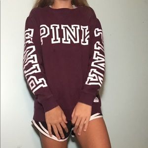 A maroon sweatshirt